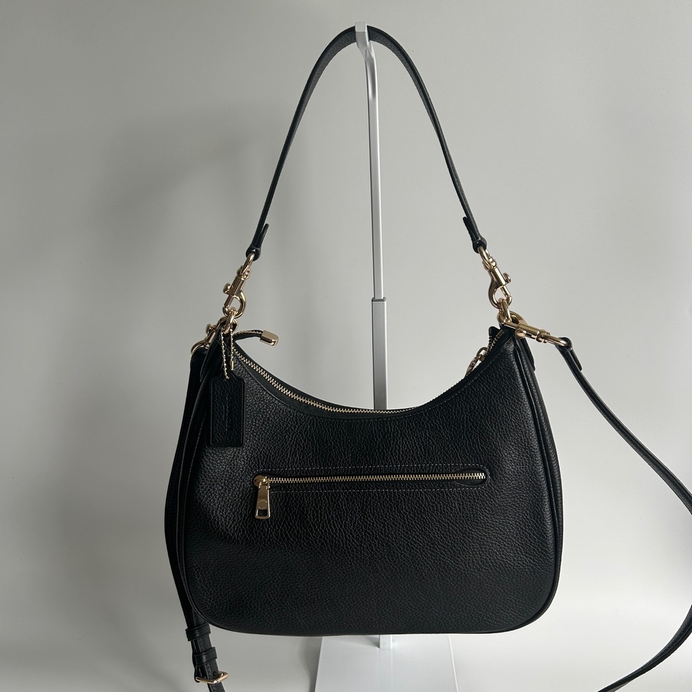 Coach Teri Hobo Black Pebbled Leather Shoulder Bag Excellent - Picture 2 of 11